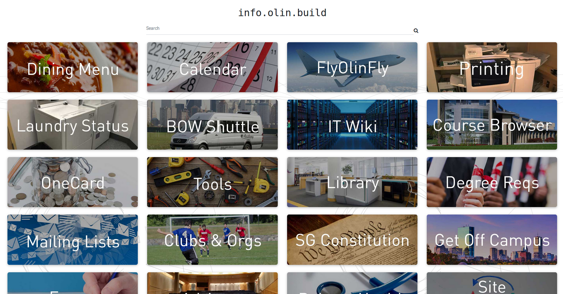 Screenshot of info.olin.build website homepage