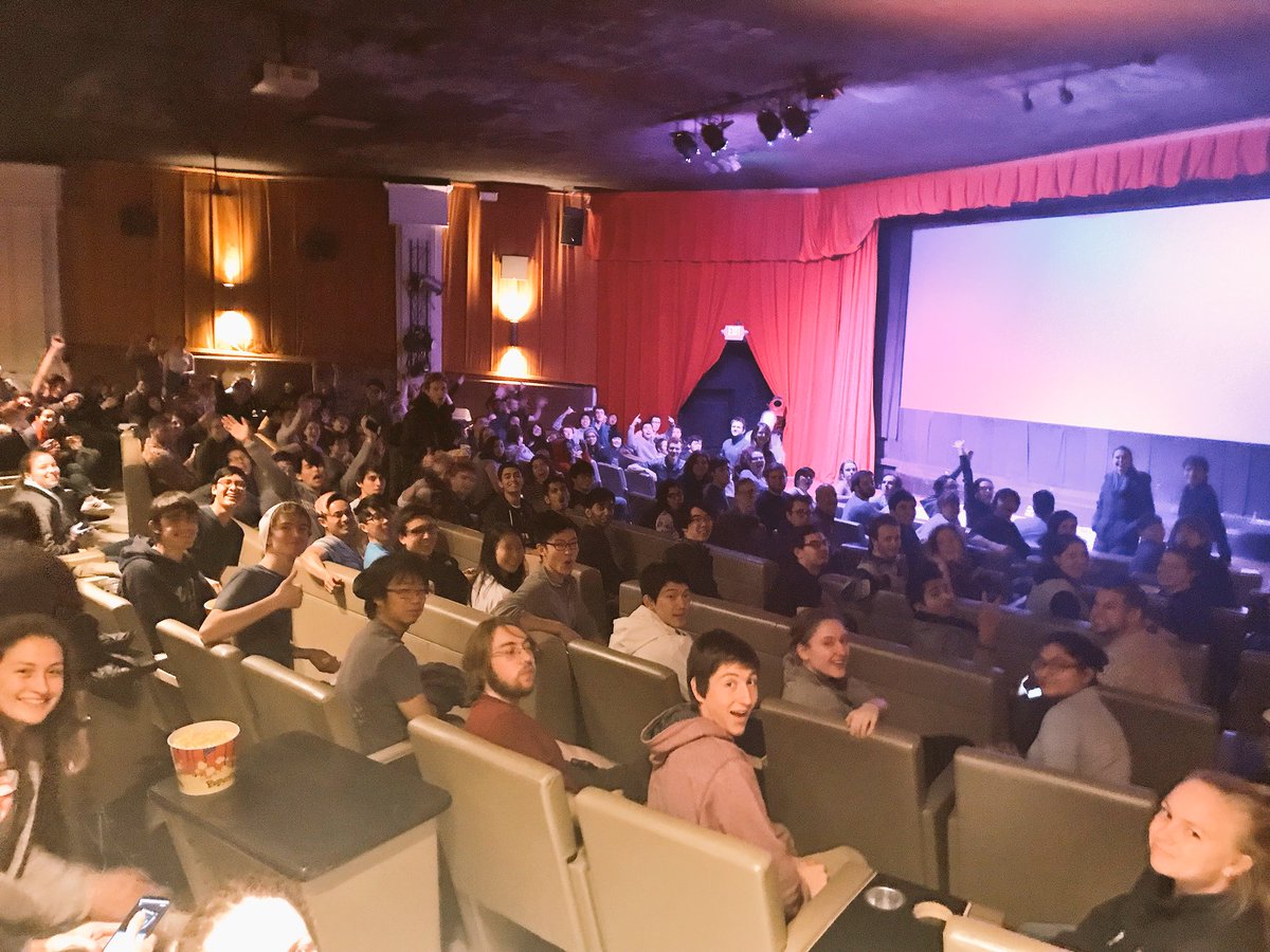 crowded theater of students about to watch star wars